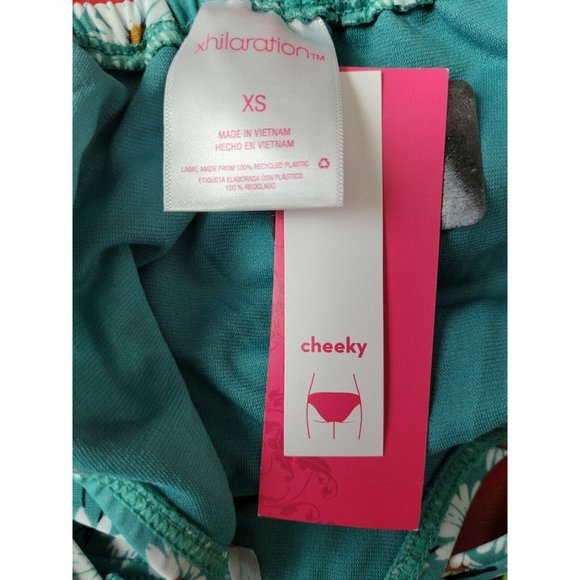 Xhilaration Juniors Cheeky String Bikini Bottom Turquoise Floral Size XS - Picture 6 of 6
